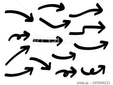 かわいい手書きの矢印セット　 Hand drawn cute vector arrows set	 107049221