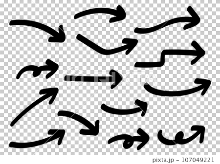 かわいい手書きの矢印セット　 Hand drawn cute vector arrows set	 107049221