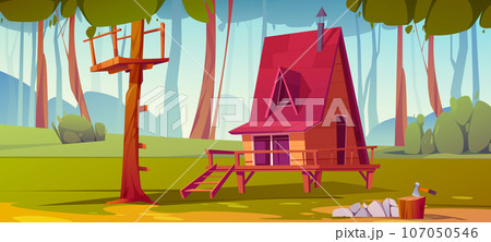 Wooden hut in summer forest Wooden hut in summer forest 107050546
