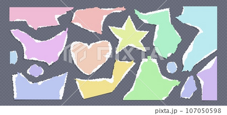 Realistic set of color paper pieces for collage Realistic set of color paper pieces for collage 107050598