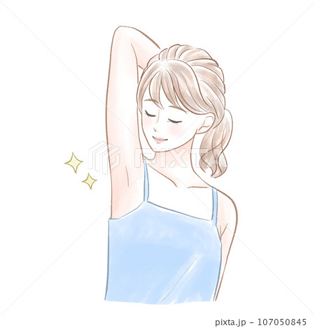 臭いがなくなった脇に喜ぶ女性 臭いがなくなった脇に喜ぶ女性 107050845