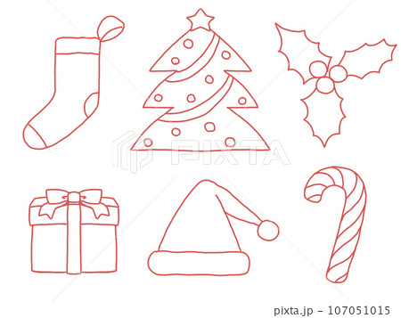 クリスマスの線画イラストセット 107051015