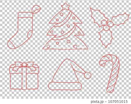クリスマスの線画イラストセット 107051015