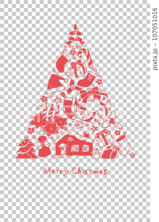 クリスマスツリーのシンプルなグリーティングカードイラスト　 107051016
