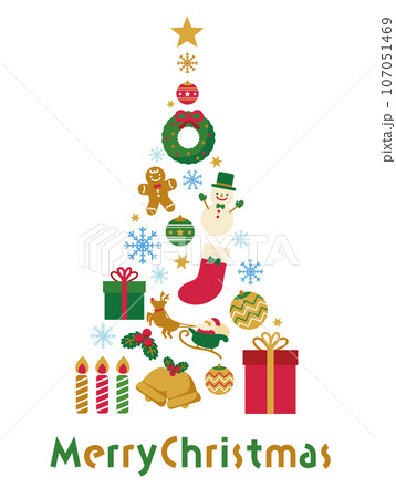 クリスマスツリー アイコンイラスト素材 クリスマスツリー アイコンイラスト素材 107051469