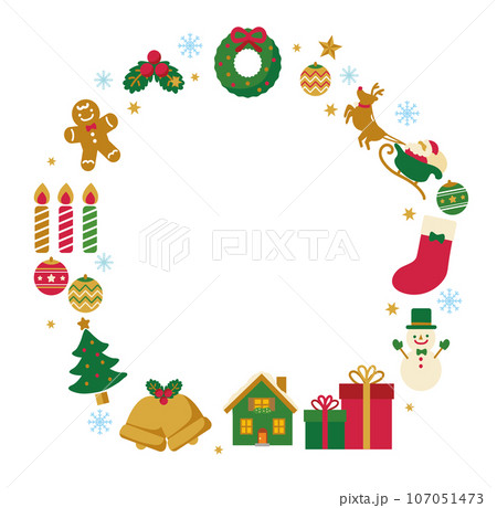 クリスマスリースのフレーム背景素材 107051473