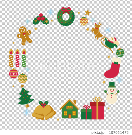 クリスマスリースのフレーム背景素材 107051473