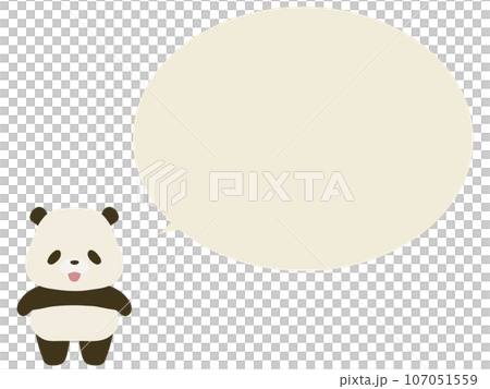 笑顔で立っているパンダ。吹き出し付き 107051559