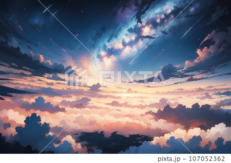 雲の上の空と雲海 夜明け 黎明 雲の上の空と雲海 夜明け 黎明 107052362