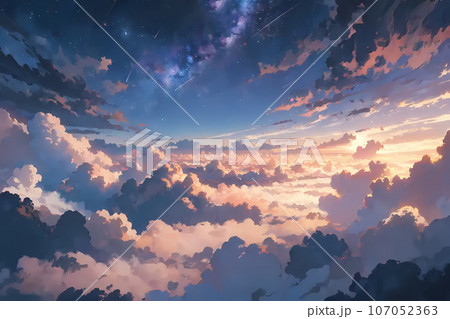 雲の上の空と雲海　夜明け　黎明 107052363