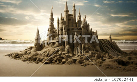 Imagination takes form in a sandcastle. AI Generative. Imagination takes form in a sandcastle. AI Generative. 107052441