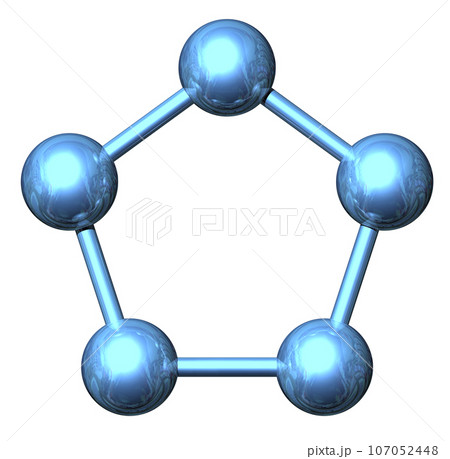 立体・3DCG「5つの球体・ボール連携」ブルー,青 107052448