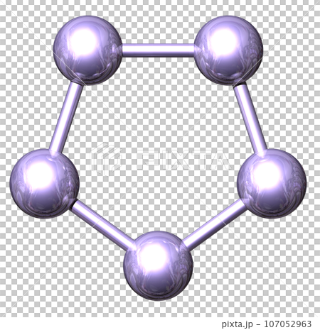 立体・3DCG「5つの球体・ボール連携」パープル,紫 107052963