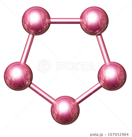 立体・3DCG「5つの球体・ボール連携」レッド,赤 107052964