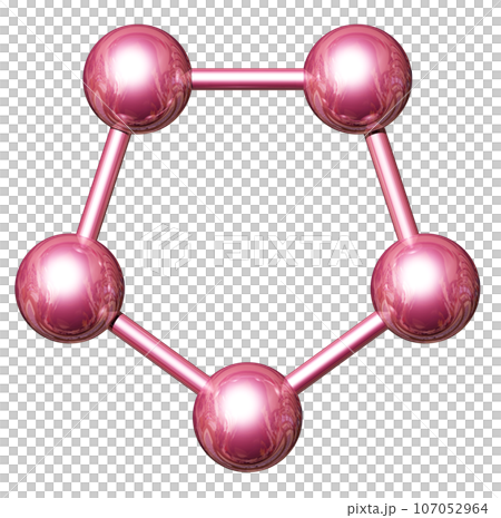 立体・3DCG「5つの球体・ボール連携」レッド,赤 107052964