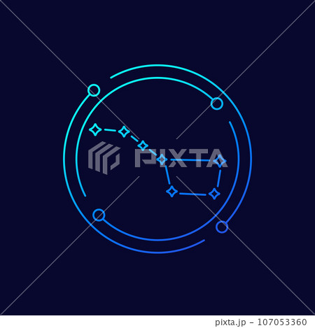 big dipper constellation icon, linear design big dipper constellation icon, linear design 107053360