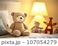 リビングにいるクマのぬいぐるみ「AI生成画像」 107054279