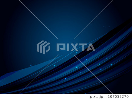 ダークな青の抽象ウェーブ背景 107055270