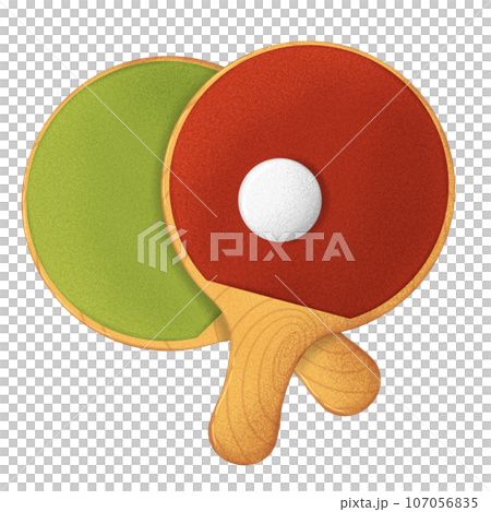 ping pong racket and ball	 107056835