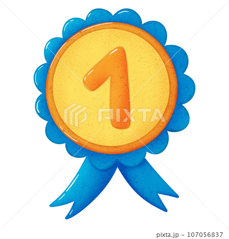 gold medal with ribbon	 107056837
