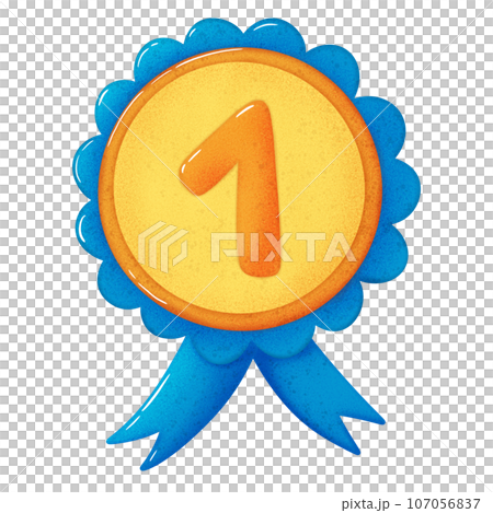 gold medal with ribbon	 107056837