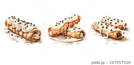sweet cannoli ai generated watercolor ai generated 107057526