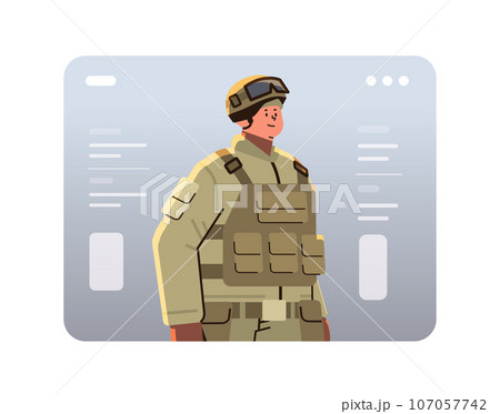 army soldier in comouflage helmet and life vest happy labor day celebration concept horizontal army soldier in comouflage helmet and life vest happy labor day celebration concept horizontal 107057742