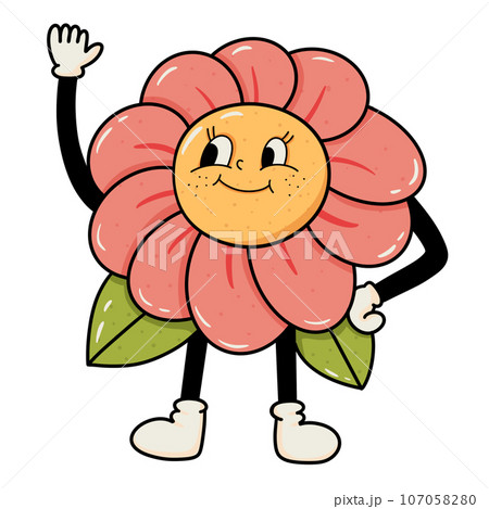 funny flower cartoon 107058280