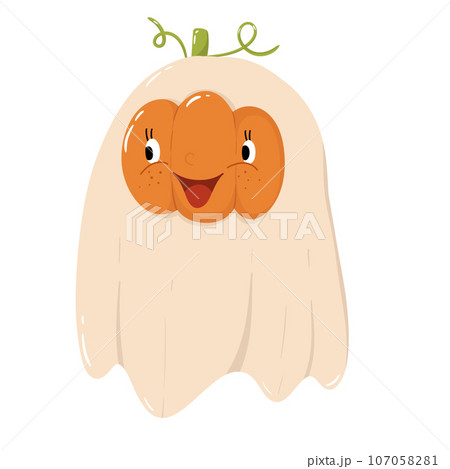 cartoon character pumpkin ghost cartoon character pumpkin ghost 107058281