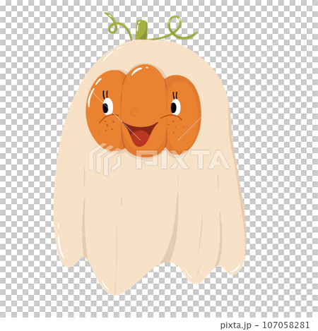 cartoon character pumpkin ghost cartoon character pumpkin ghost 107058281