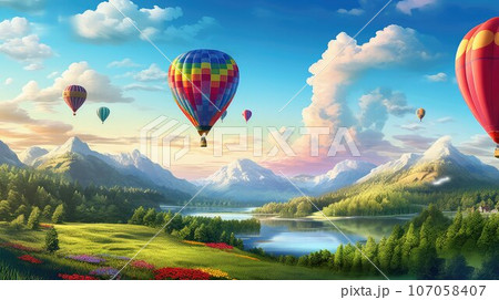 background countryside hot air ai generated 107058407