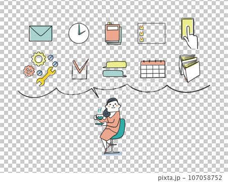 Business person who manages tasks well and has time to spare Illustration material Business person who manages tasks well and has time to spare Illustration material 107058752