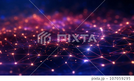 ネットワーク接続の点と線(AI生成画像) 107059295