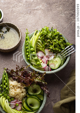 Vegan healthy green buddha bowl 107060949