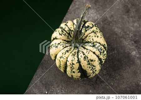 Decorative pumpkin on green background. Decorative pumpkin on green background. 107061001