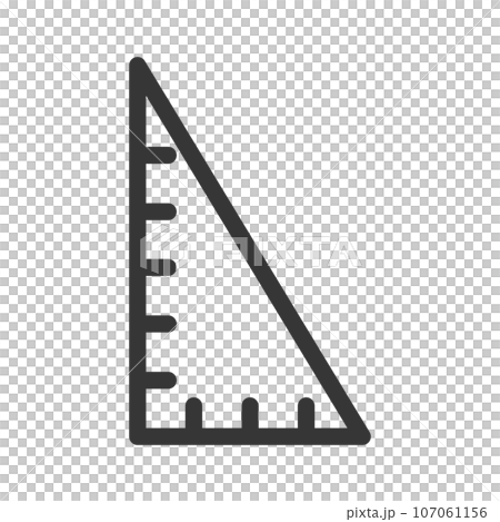 線画文房具の単品アイコン　三角定規 107061156