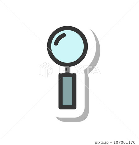 ステッカー風文房具の単品アイコン　虫眼鏡 107061170