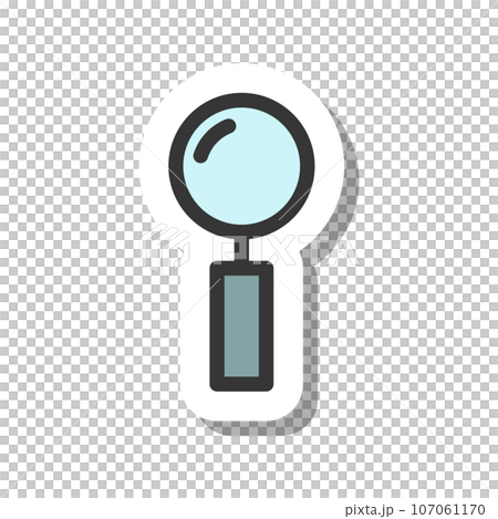 ステッカー風文房具の単品アイコン　虫眼鏡 107061170