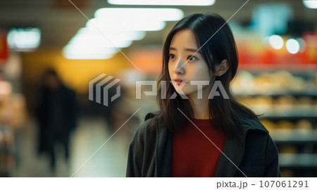 スーパーにいる日本人女性 107061291