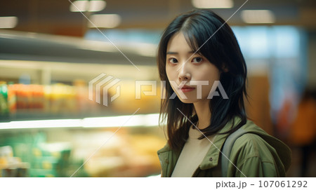 スーパーにいる日本人女性 107061292