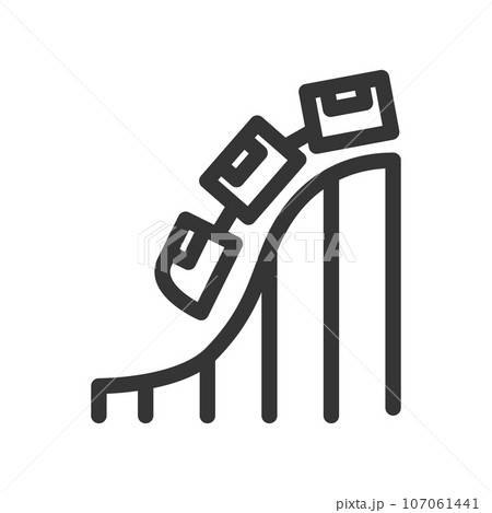 線画遊園地の単品アイコン　ジェットコースター 107061441