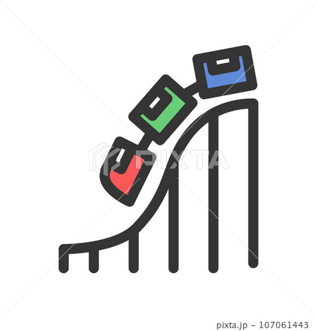 カラー遊園地の単品アイコン ジェットコースター カラー遊園地の単品アイコン ジェットコースター 107061443