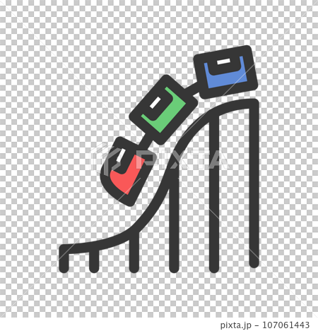 カラー遊園地の単品アイコン ジェットコースター カラー遊園地の単品アイコン ジェットコースター 107061443