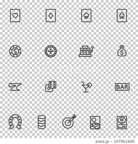 Line drawing entertainment gambling illustration icon set 107061680