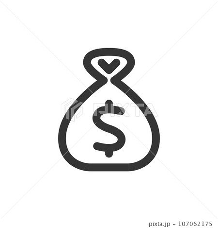 線画シンプル娯楽関連の単品アイコン　ドル袋 107062175