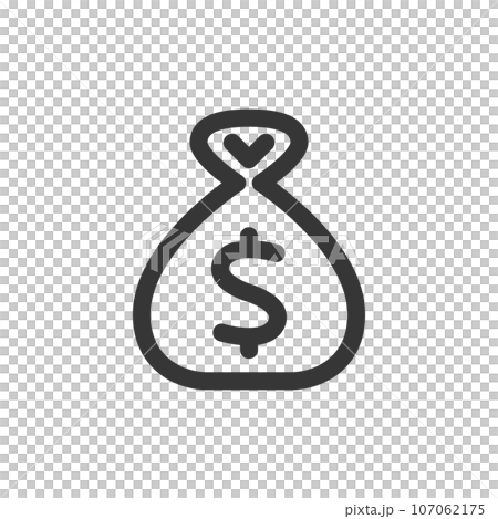 線画シンプル娯楽関連の単品アイコン　ドル袋 107062175