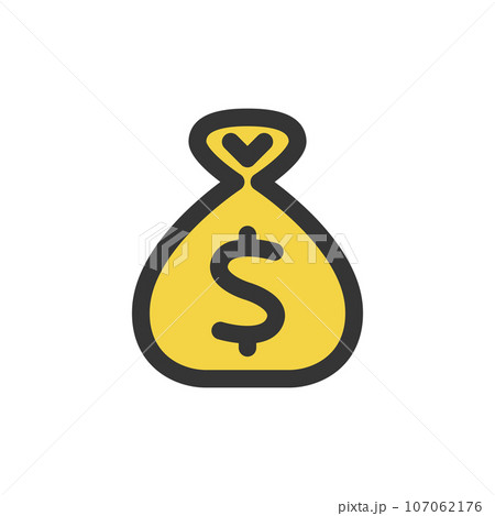 カラーシンプル娯楽関連の単品アイコン　ドル袋 107062176