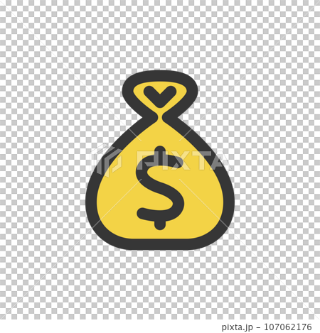 カラーシンプル娯楽関連の単品アイコン　ドル袋 107062176