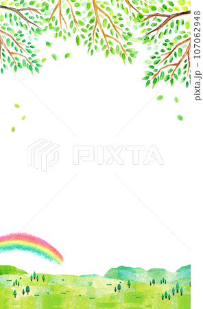 水彩イラスト のどかな自然風景 水彩イラスト のどかな自然風景 107062948