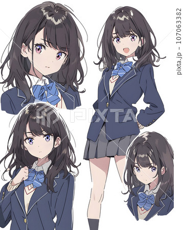 女子高生のキャラクターシート デフォルメイラスト(AI生成画像) 女子高生のキャラクターシート デフォルメイラスト(AI生成画像) 107063382